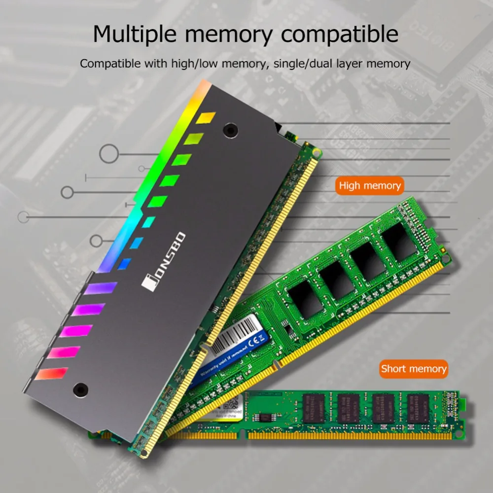 2 шт. Jonsbo NC-2 RGB Настольный ram память охлаждающий жилет 256 цвет авто изменение алюминиевый охладитель жилеты