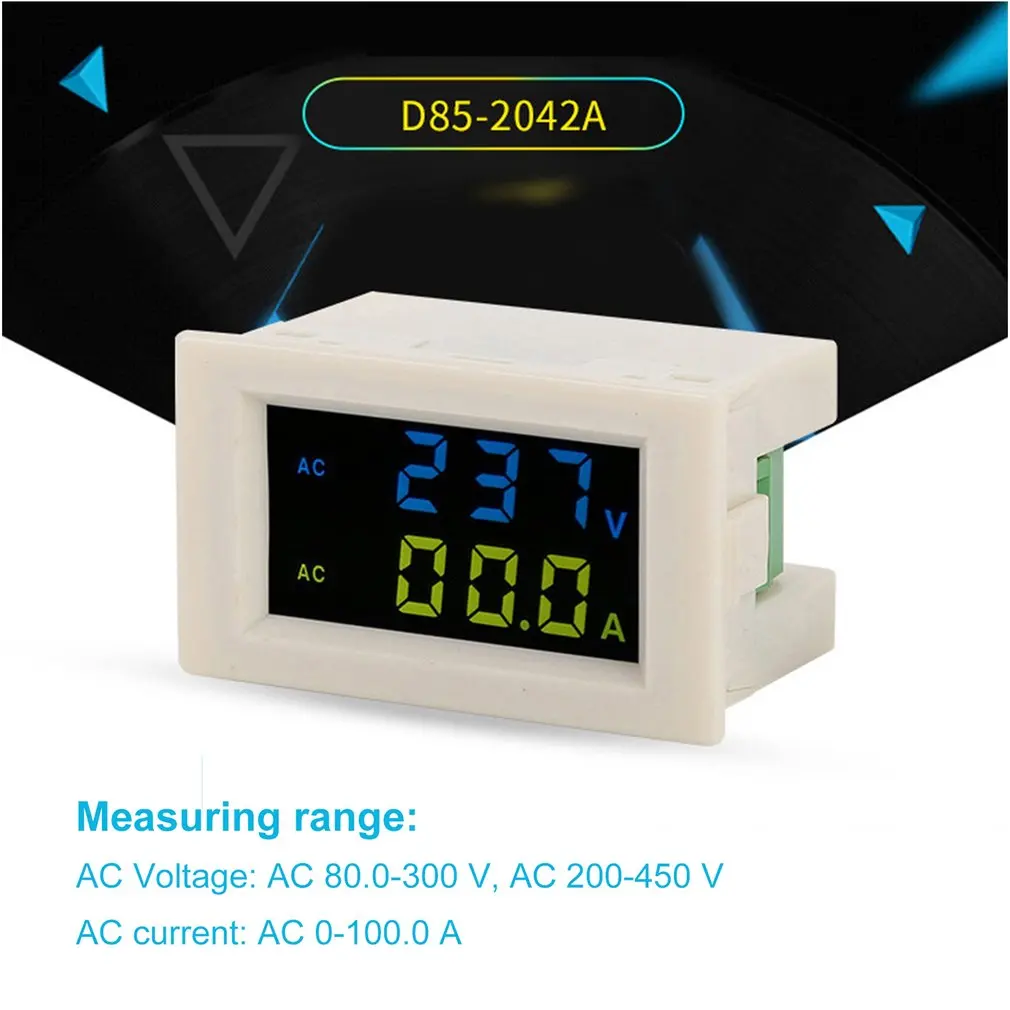 D85-2042A Digital AC Voltage Meters 100A 80~500V Voltmeter Ammeter Current Amps Volt Meter LCD Panel Monitor 110V 250V 380V