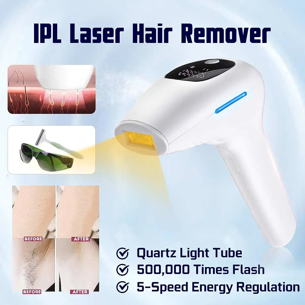 

500000 IPL Laser Epilator Hair Removal Machine LCD Display photoepilator Permanent Bikini Trimmer Portable Electric depilador