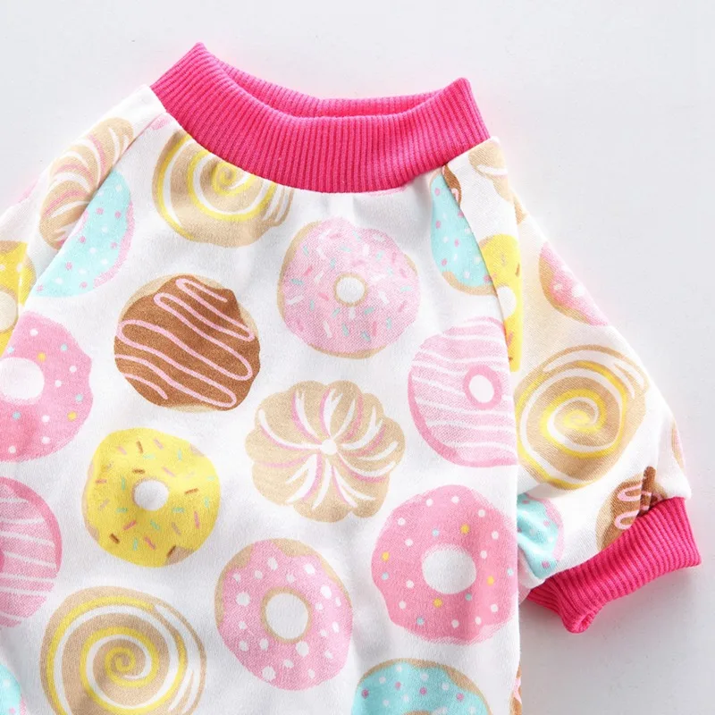 Pet Dogs 4 Legged Pajamas Cartoon Homewear Puppy Apparel Jumpsuit All Seasons Cotton Romper