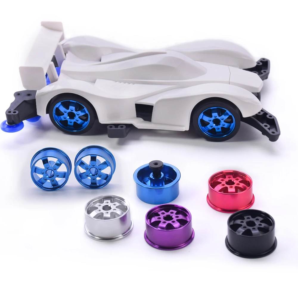 

4PCS Self-Made Four-Wheel Drive Parts With Convex Surface Six-Claw Aluminum Alloy Tire Wheels Multi-Color With Wheel Hub Lock