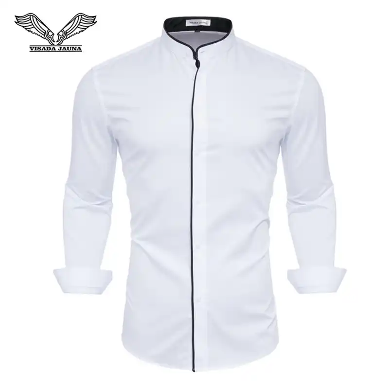 Men/'s Long Sleeve Casual Shirt Stand Collar Dress Formal Slim Fit T Shirts Tops