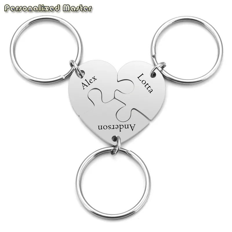 3pcs engraving set Персонализированные мастер индивидуальные выгравированные 3/4 шт BFF нержавеющая сталь в форме сердца кольца подвески набор дружбы подарки - Цвет: 3pcs engraving set