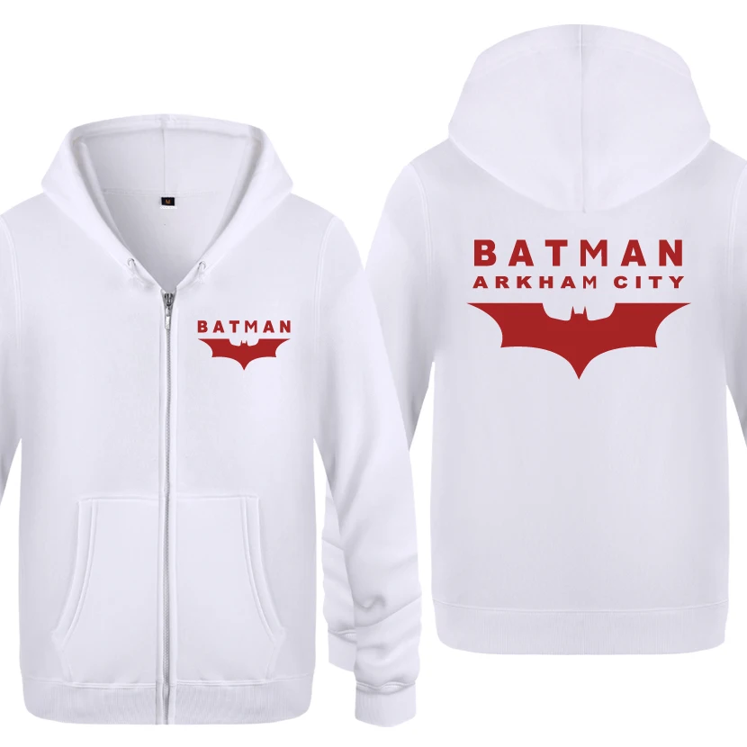 Arkham логотип города Бэтмен толстовки для мужчин мужские флисовые кардиганы на молнии толстовки с капюшоном