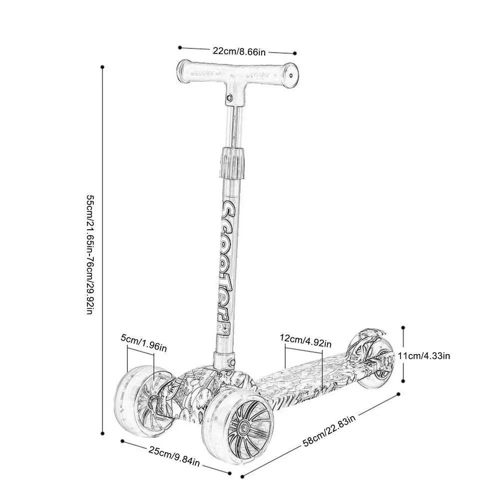 Child Scooter Folding Kick Scooter Adjustable Height Skateboard For Kids With LED Light Kateboard Outdoor Kids Foot