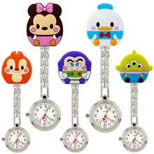 Прекрасный дизайн 3D мультфильм животных силиконовые дамы Женщины медсестры FOB карманные часы медицинские мужские мужской доктор клип повесить кварцевые часы