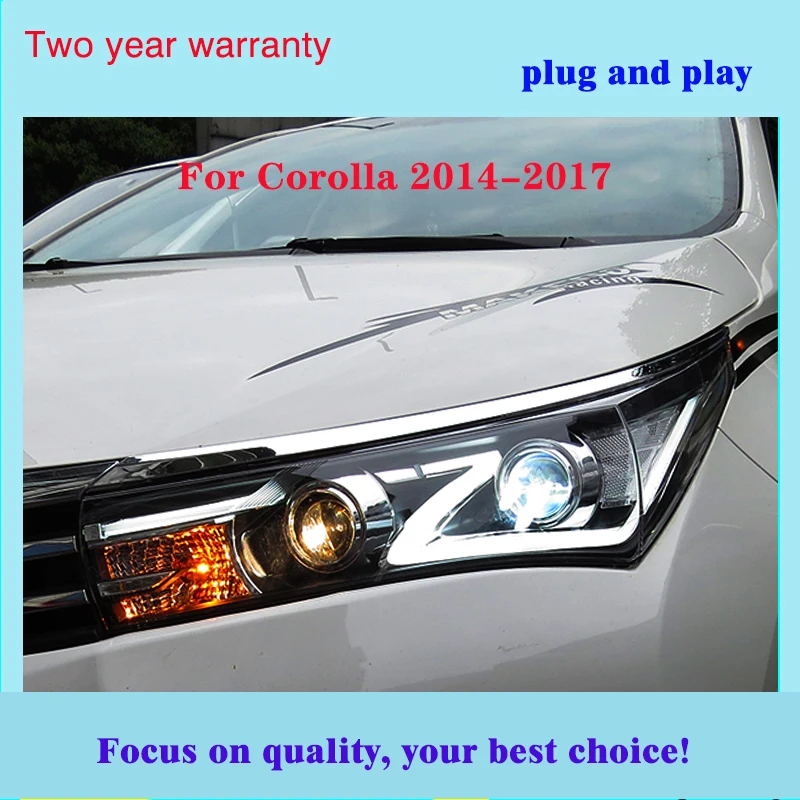 Автомобильный Стайлинг головная лампа для corolla фары- светодиодный налобный фонарь биксенон светодиодный DRL crolla фара в сборе