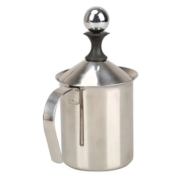 

400ML Manual Milk Frother Stainless Steel Milk Creamer Double Mesh Milk Foam Coffee Foamer Creamer Machine Kitchen Tool