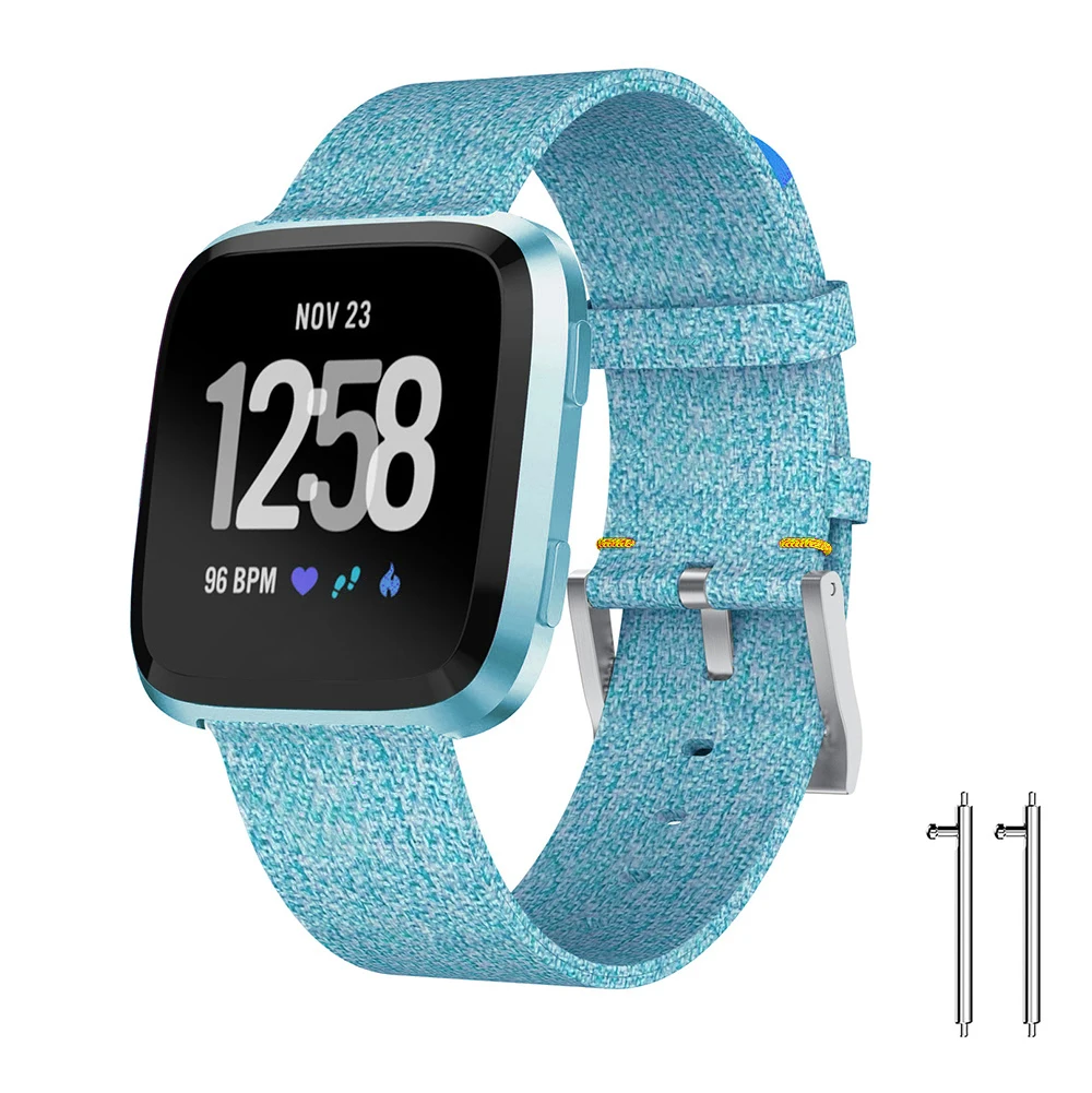 Сменный Браслет серии для Fitbit versa2, аксессуары для наручных часов, Холщовый ремешок для Versa/Versa Lite, ремешок для часов - Цвет ремешка: Светло-голубой