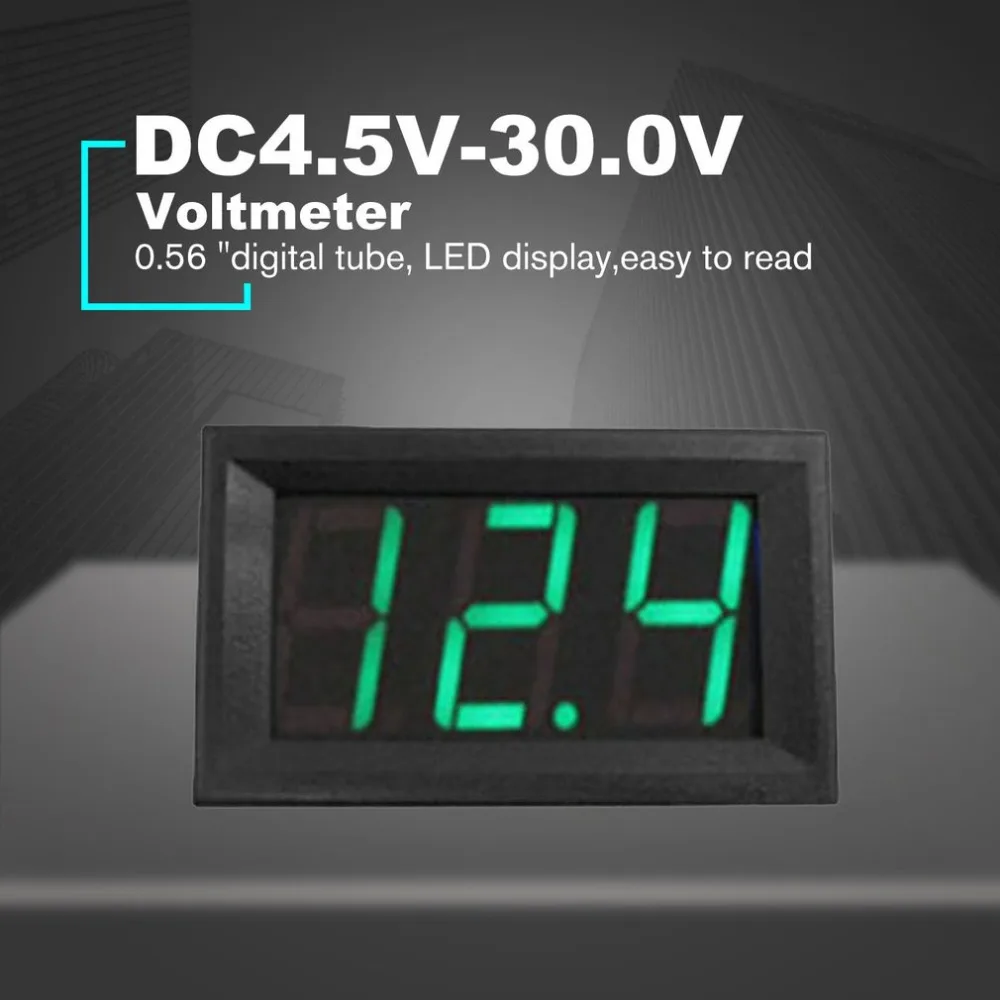 DC4.5V-30.0V 0.56in 2 провода светодиодный цифровой дисплей вольтметр измеритель напряжения вольт тестер для авто батареи автомобиля мотоцикла