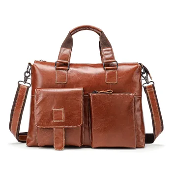 

Genuine Leather Male Package Business Affairs Man Handbag Document Layer Cowhide Man Single Shoulder computer messenger bag men