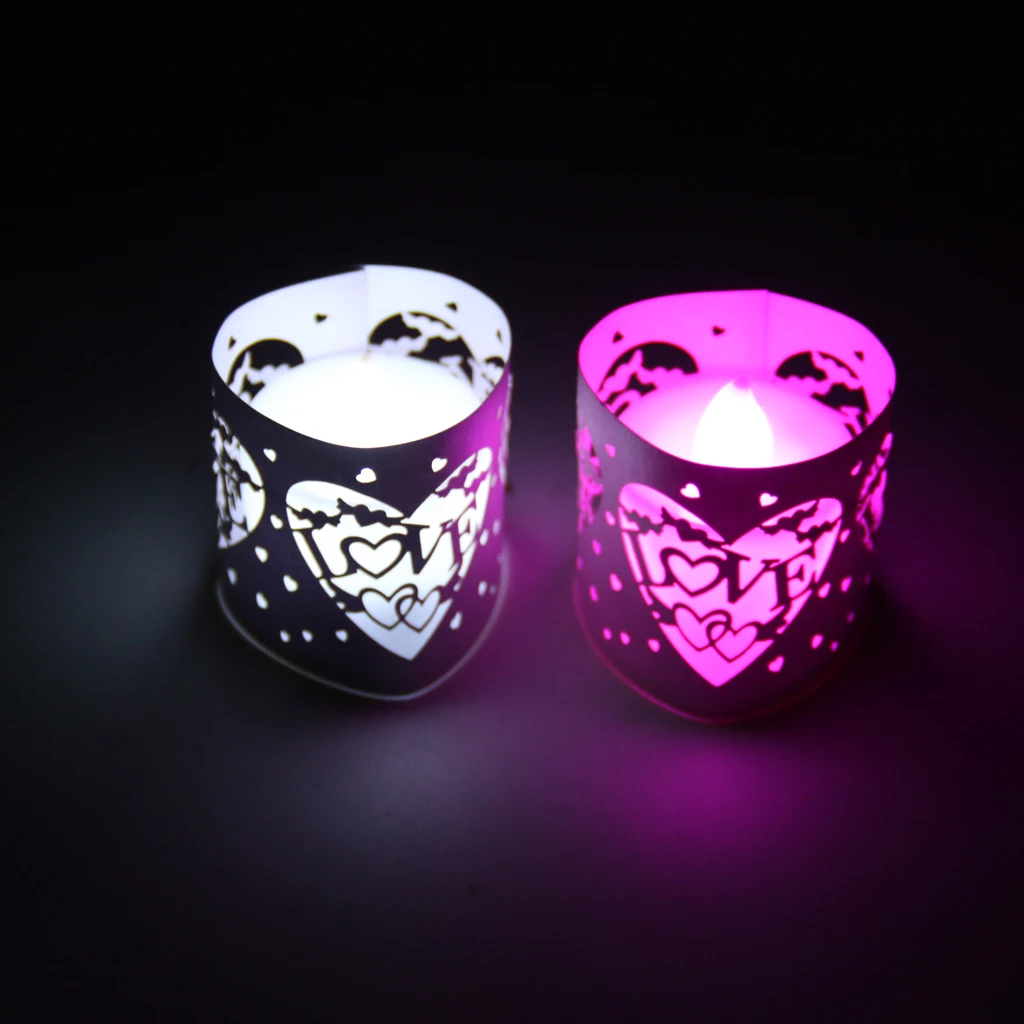 Pack-6 Hollow-out Paper Tealight Votive Candle Wraps Candle Holders Lampshades