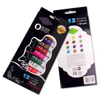 

12 Colors Oil Painting Paint Drawing Pigment 12ml Tubes with Brush Art Supplies Dropship