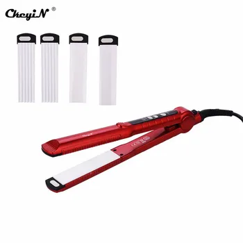 

CkeyiN 3 In 1 LCD Temperature Control Styling Tools Corrugated Curling Iron Wave Straightening Flat Irons Hair Crimper