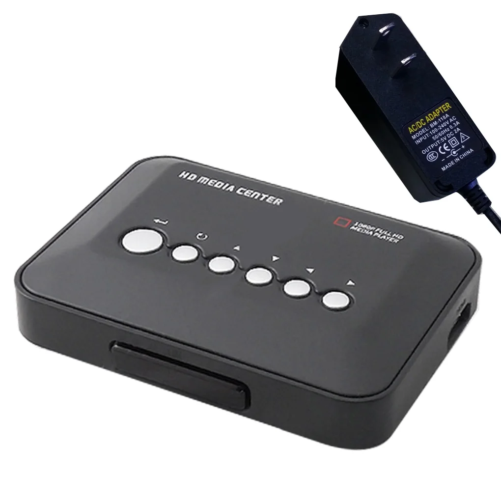 US Plug Мини Full HD1080P MKV HDD HD медиаплеер центр HD AV VGA USB SD MMC Пульт дистанционного управления плеер EU/US/UK/AU штекер - Цвет: US Plug
