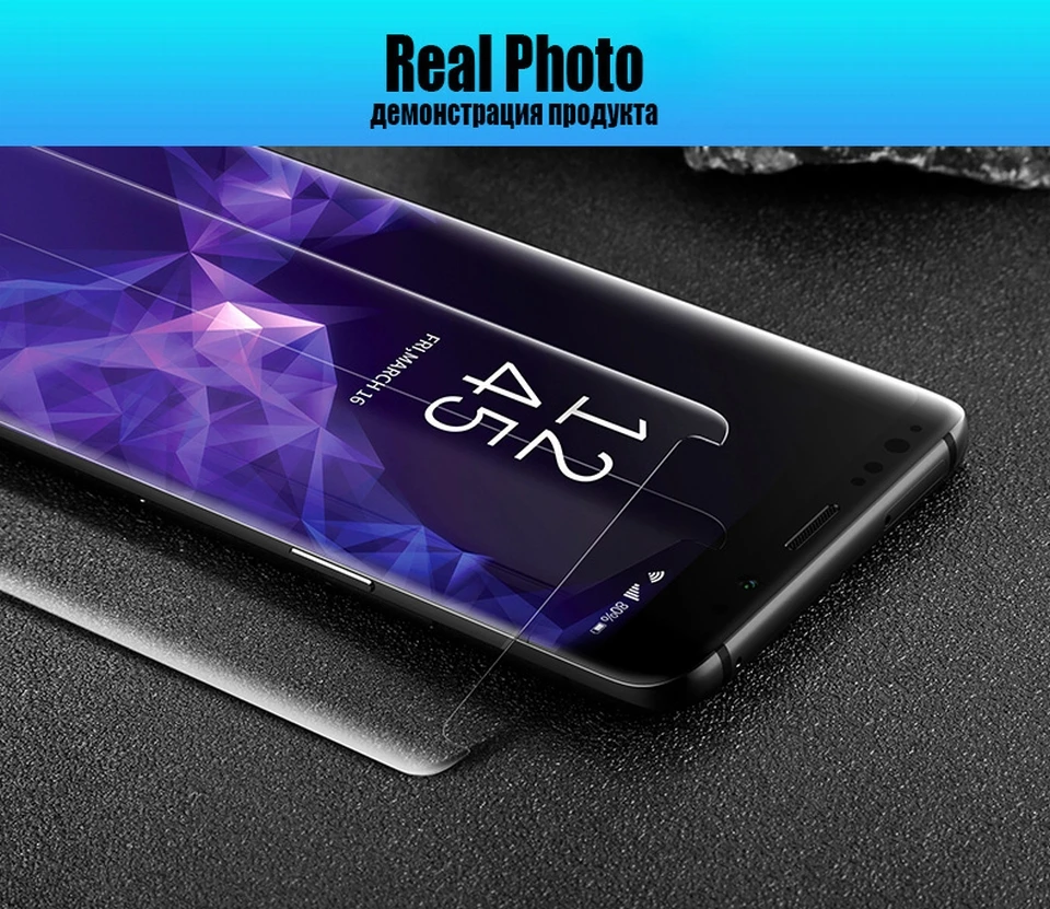 Полное покрытие изогнутый Жидкий Клей закаленное стекло для samsung Galaxy S9 S8 Plus S10 S7 Edge Note 8 9 10 Защитная пленка для экрана