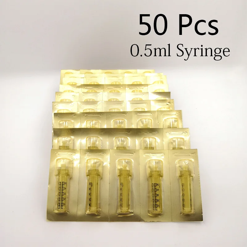 50 0.5ml syringe Гиалуроновая ручка с 3 передачами высокого давления, 0,5 мл, непрерывный инжектор, гиалуроновая ручка для похудения, для заполнения губ, удаления морщин - Цвет: 50 0.5ml syringe