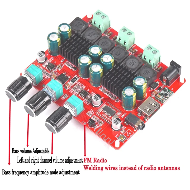 Tpa3116D2 4,2 Bluetooth 2,1 канальный стерео цифровой аудио усилители доска 50Wx2+ 100 Вт fm-радио Usb Mp3 Play