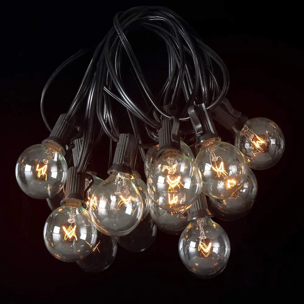 Skup Łańcuchy świetlne G40 Patio światła do użytku wewnątrz pomieszczeń na zewnątrz komercyjne dekoracje 25Ft z 25 żarówkami na zewnątrz na wesele ogród