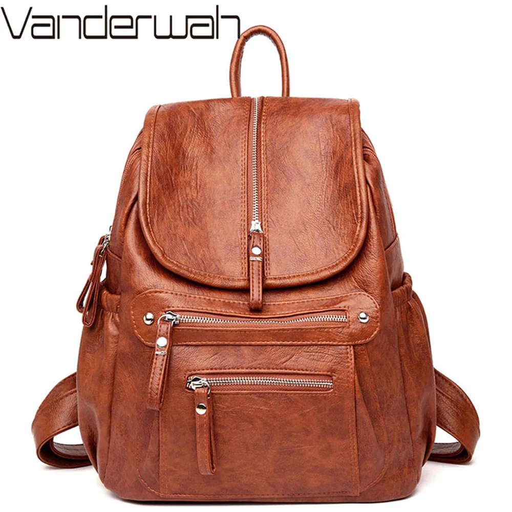 

Women Backpack Female High Quality Soft Leather Book School Bags For Teenage Girls Sac A Dos Travel Back pack Rucksacks Mochilas