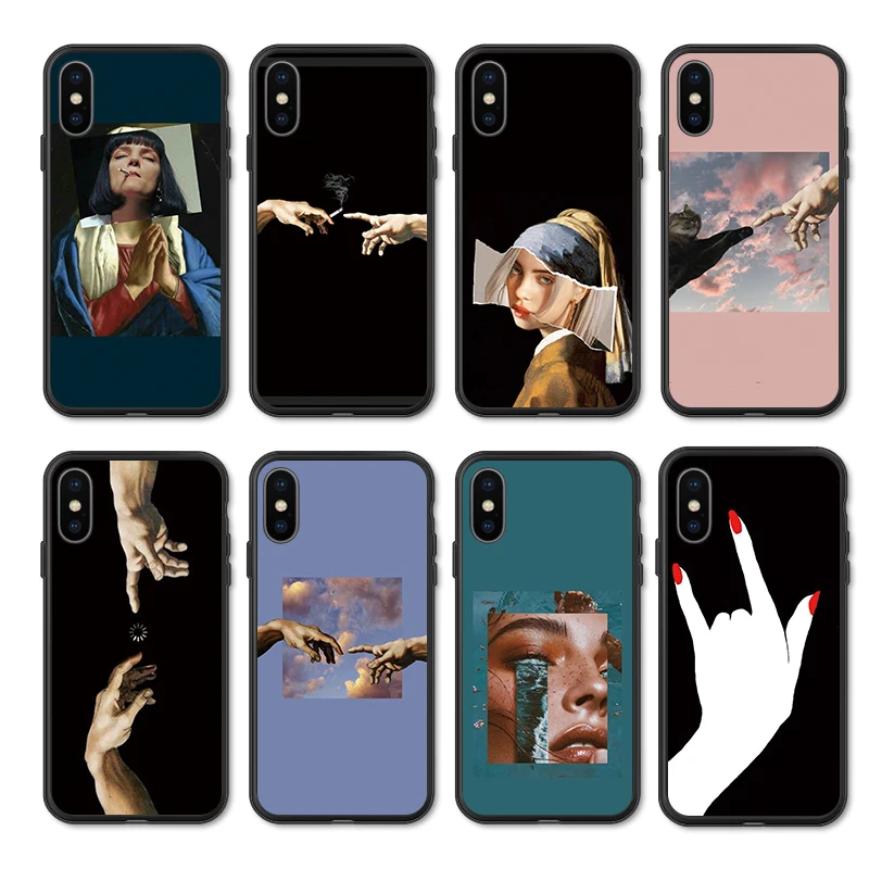 funda for iphone11-case hand art cases iphone 11 8 7 6s 6 plus pro max cover iphone11pro 11pro silicon etui coque capa | Мобильные