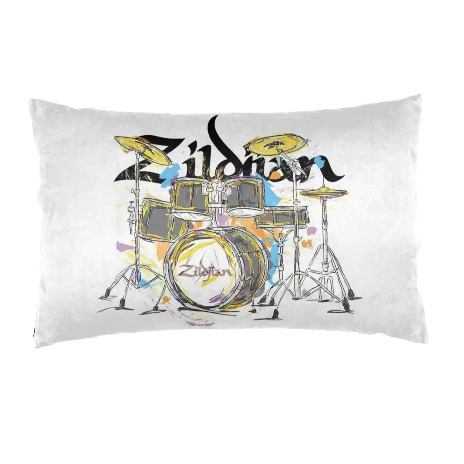 Zildjan Drums Illustration Art Home Sleeping Rectangle Pillowcase Music Punk Pearl Drum Kit Set Percussion |