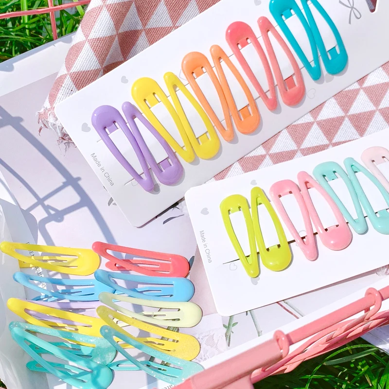 10PCS/Set Girls Sweet Colorful Water Droplets Hairpins BB Clips Children Cute Hair Clips Headbands Kids Fashion Hair Accessories