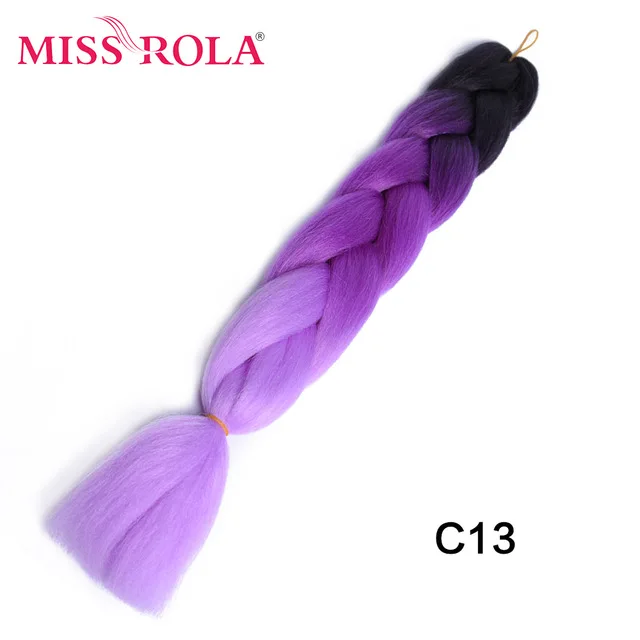 Miss Rola Synthetic Support Wholesale 100g 24 Inch Jumbo BraidsPink Green Yellow High Temperature Fiber Ombre Hair Extensions C13