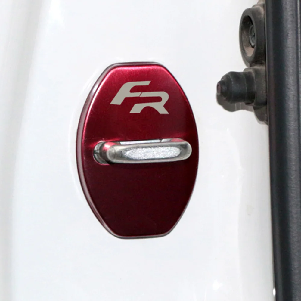 Автомобильный Стайлинг дверной замок крышка Автомобильная эмблема подходит для сиденья FR leon ibiza Altea Alhambra аксессуары из нержавеющей стали автомобильный Стайлинг наклейка - Цвет: Red