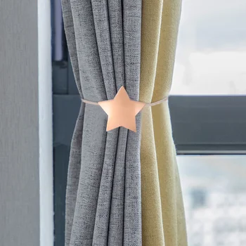 

Curtain Magnetic Button Star Pattern Curtain Decor Punch-free Tieback for Home