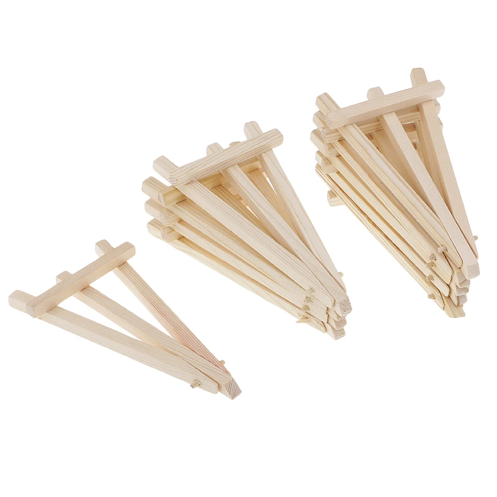 10Pcs Portable Wood Tripod Tabletop Display Easel for Artist Painting, Sketching, Displaying Photos, Decorative Plates and More