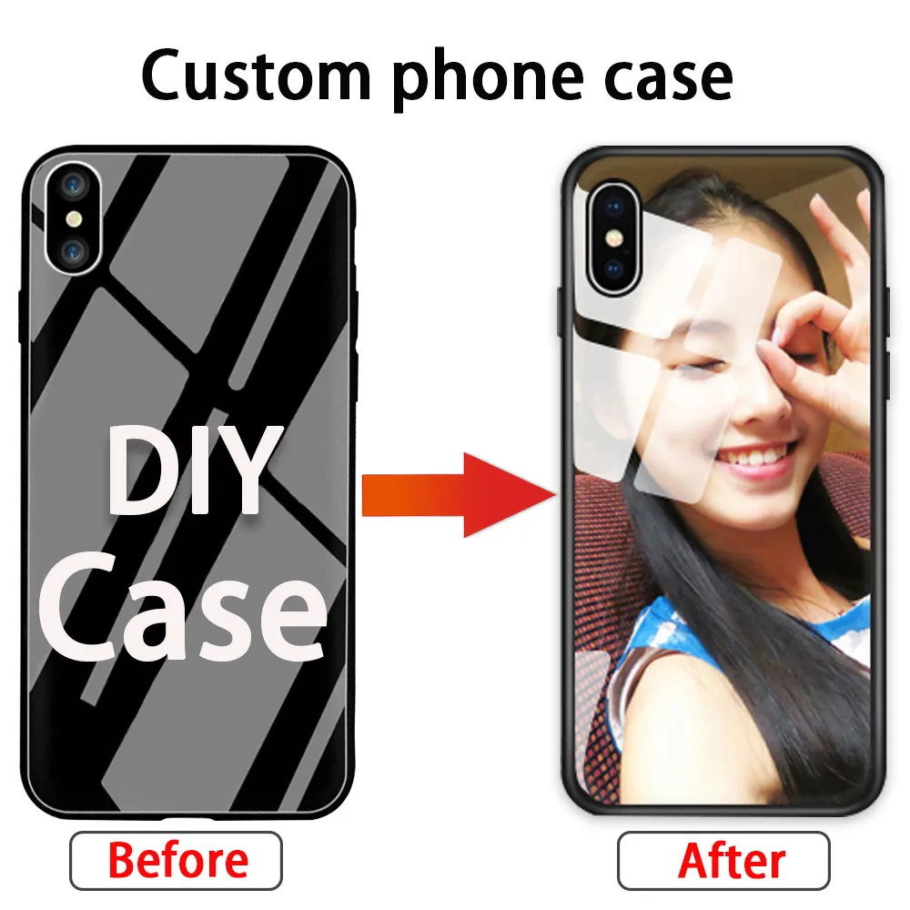 Роскошный индивидуальный чехол для телефона iPhone 5 5S SE 6 6S 7 8 DIY чехол для iPhone X XS XR XSMAX заказной стеклянный чехол уникальный подарок Conque - Цвет: Glass case