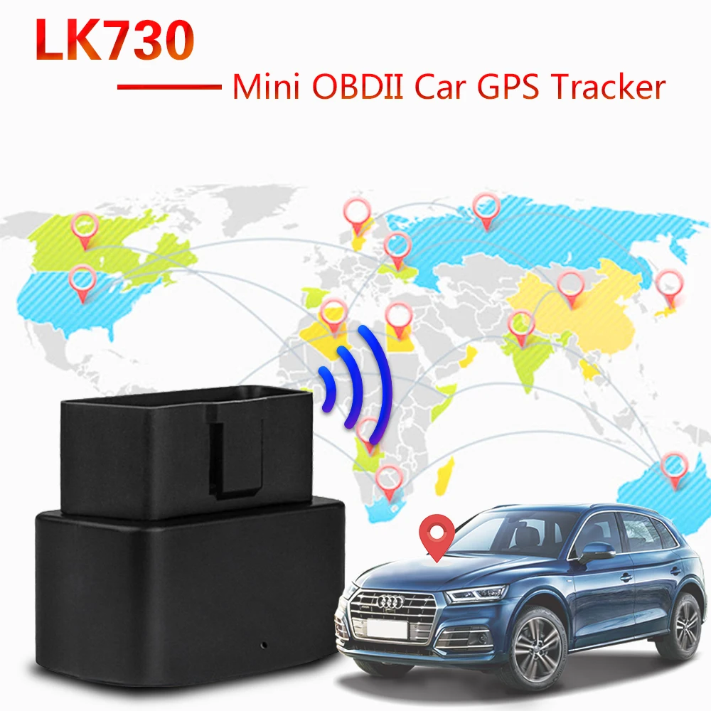 LK730 GPS трекер Автомобильный OBD штекер мини GSM локатор устройство слежения Легкая