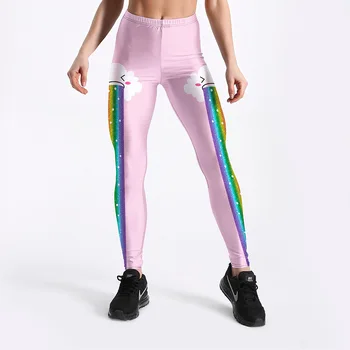 

Woman Sexy Hip Yo-ga Pants Leggings Cloud Rainbow Digital Printing Large Size Hot Ladies Slim Leggings Fitness Pants beautiful