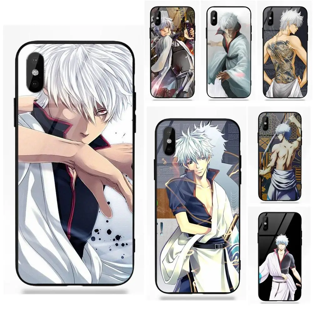 Gintama Gintoki Мягкий ТПУ чехол+ закаленное стекло для Apple iPhone 5 5C 5S SE 6 6S 7 8 Plus X XS Max XR