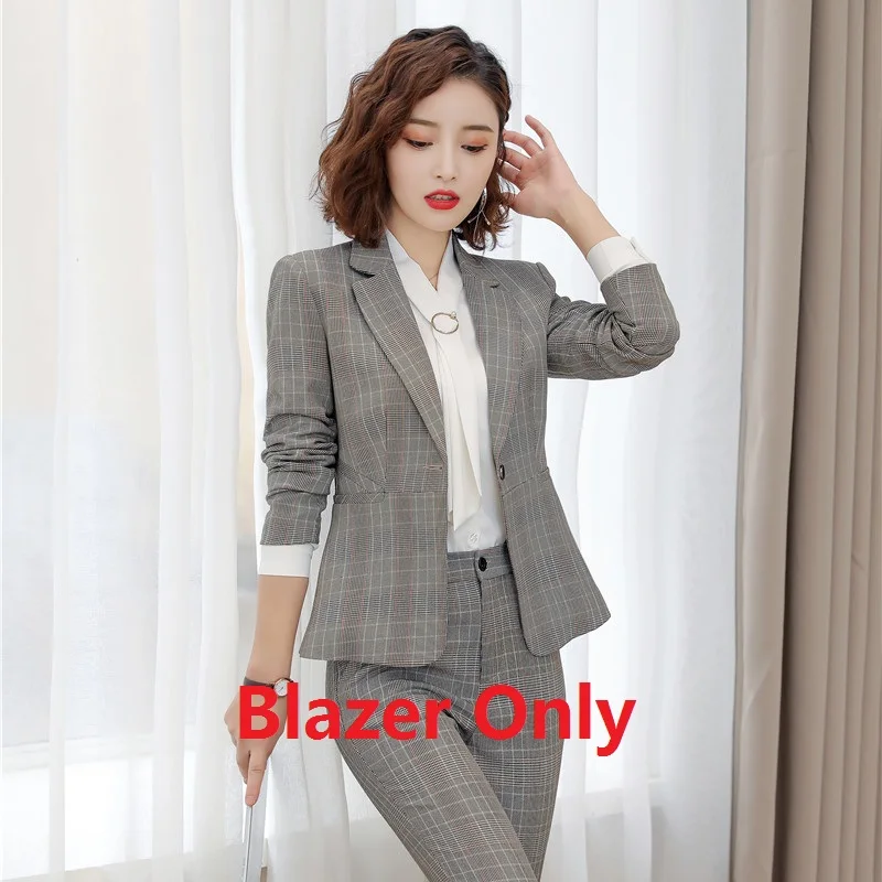 Blazer Only Высококачественный деловой Блейзер, офисные женские брючные костюмы для женщин, деловой костюм, брюки и пиджак, комплекты OL Styles - Цвет: Blazer Only