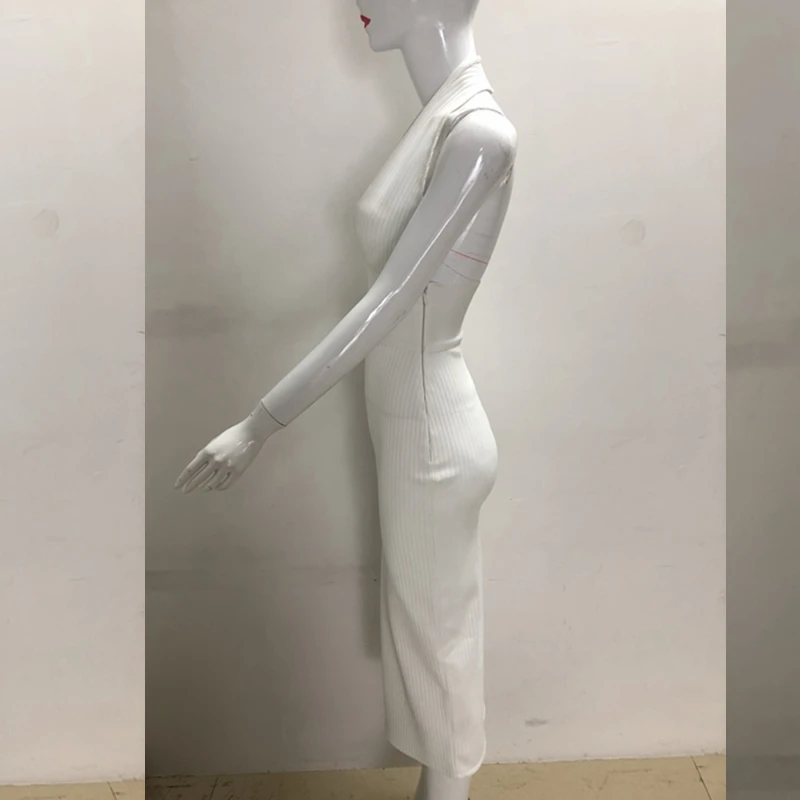 Летнее женское белое Бандажное платье Vestidos Verano, Новое сексуальное Клубное платье с открытой спиной и глубоким v-образным вырезом, вечерние платья знаменитостей
