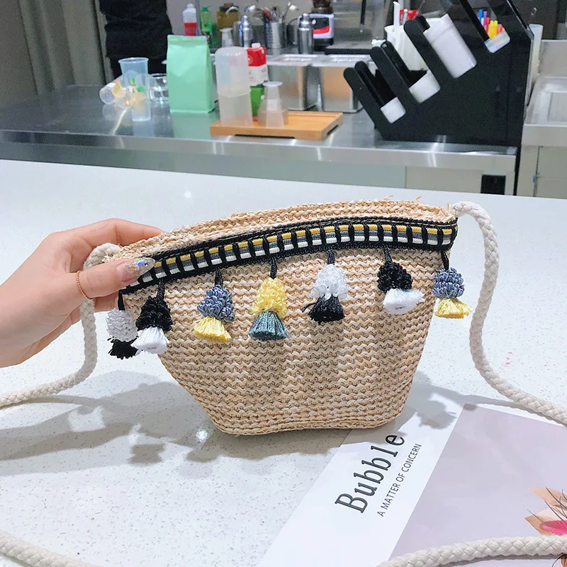 

Summer New Arrival Straw Bag Women's 2018 New Style Hand Shoulder Beach Bag Korean-style Versatile Shoulder Small Bucket Bag