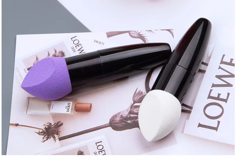 Newdate Non-latex slant cut sponge foundation brush handle handle warhead powder puff beauty tool