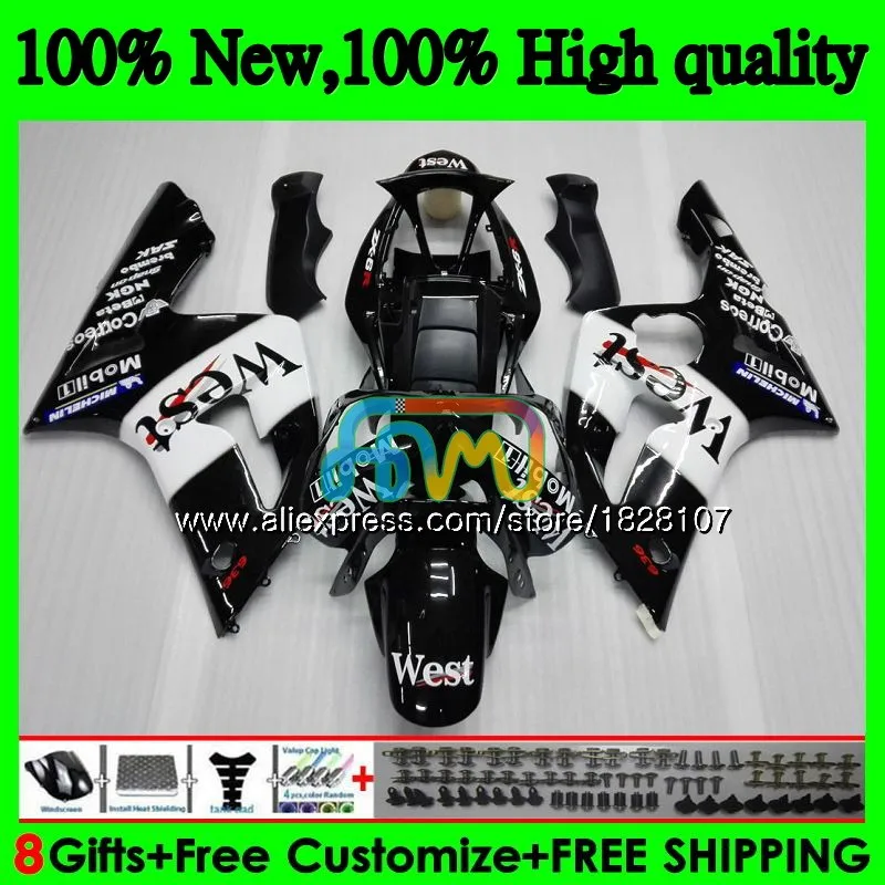 Корпус для KAWASAKI 600CC ZX600 ZX636 12BS. 12 ZX 636 6 R ZX Черный Запад 6R 03 04 ZX-636 ZX-600 ZX-6R ZX6R 03 04 2003 2004 Обтекатель