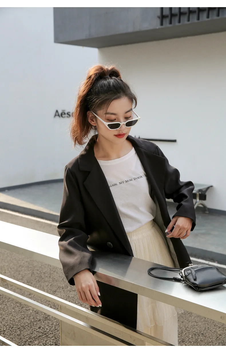 Южная Корея Dongdaemun, для фотосессии,, Осеннее женское платье, стиль, свободный крой, универсальные топы для студентов, черные и белые с Pa