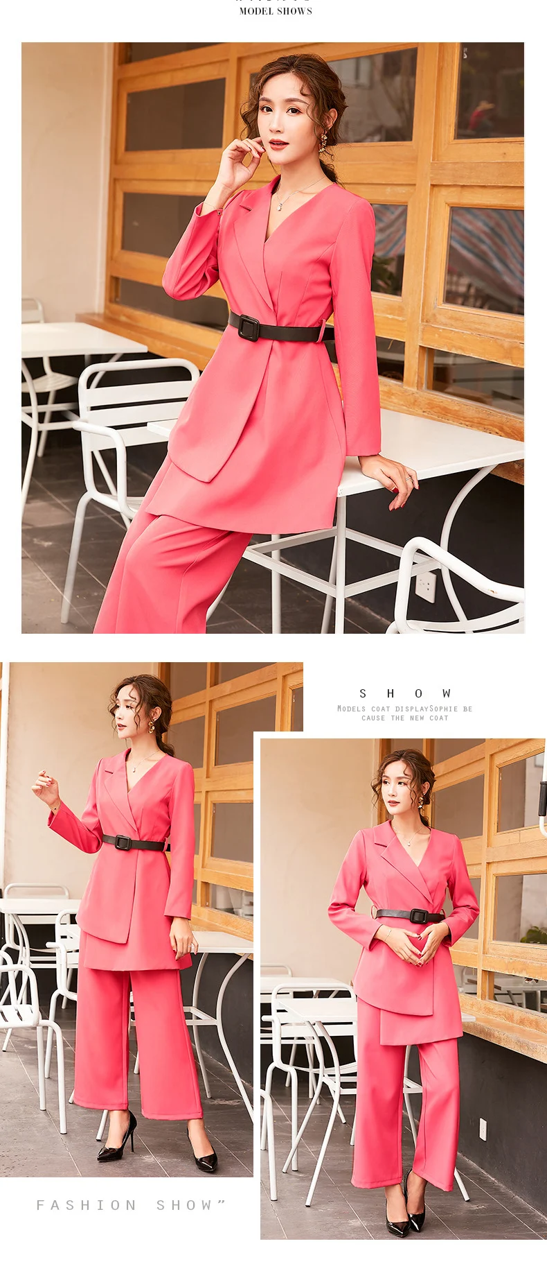 Ellacey Autumn New Women's Suit Slim Irregular Long Blazer Women's Pantsuit Elegant Office Lady Blazer Set