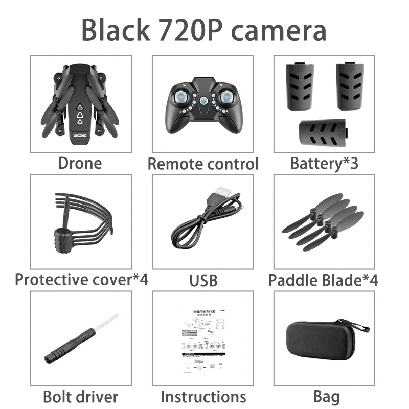 720P 3Battery-Bag Профессиональный складной мини-Дрон с камерой HD аэрофотосъемка сверхдлинный Квадрокоптер с контролем трека - Цвет: 720P 3Battery-Bag