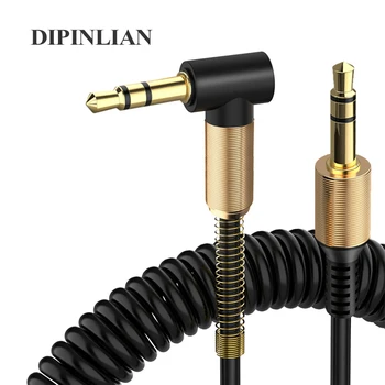 

Aux Spring Audio Cable 3.5mm Male to Male Jack Gold-Plated 90 Degree Angle spring Audio Cable for car aux Speaker MP3