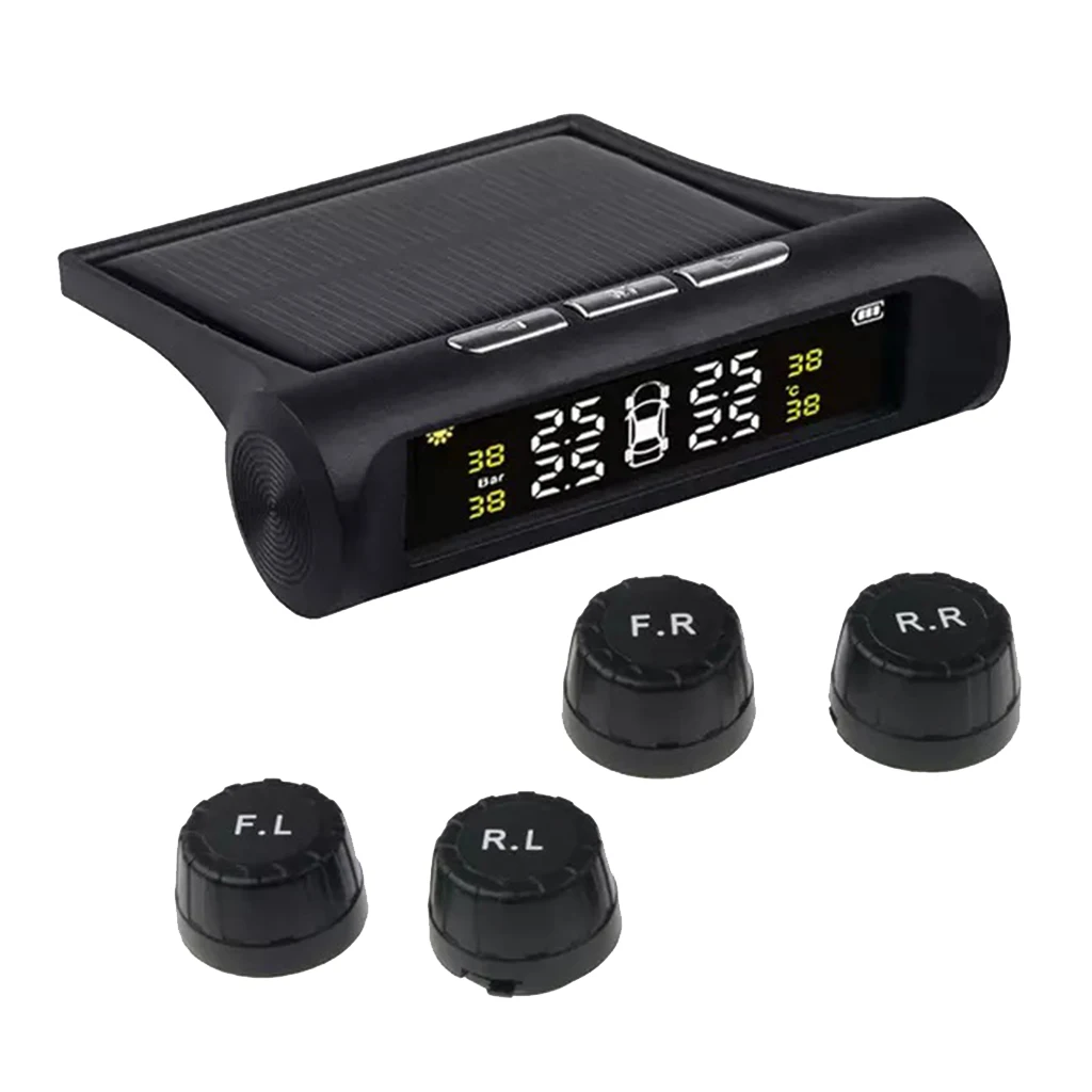 RV Car TPMS Tire Pressure Alarm Monitor System Solar Powered External Sensor