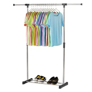 

Actionclub Stainless Steel Single Rod Drying Rack Floor Stand Clothes Storage Rack Folding Lifting Drying Rack Shelf With Wheel