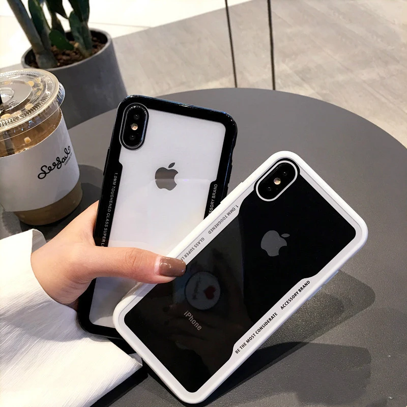 Противоударный стеклянный чехол для телефона s iPhone X Xr Xs Max роскошный ТПУ защитный