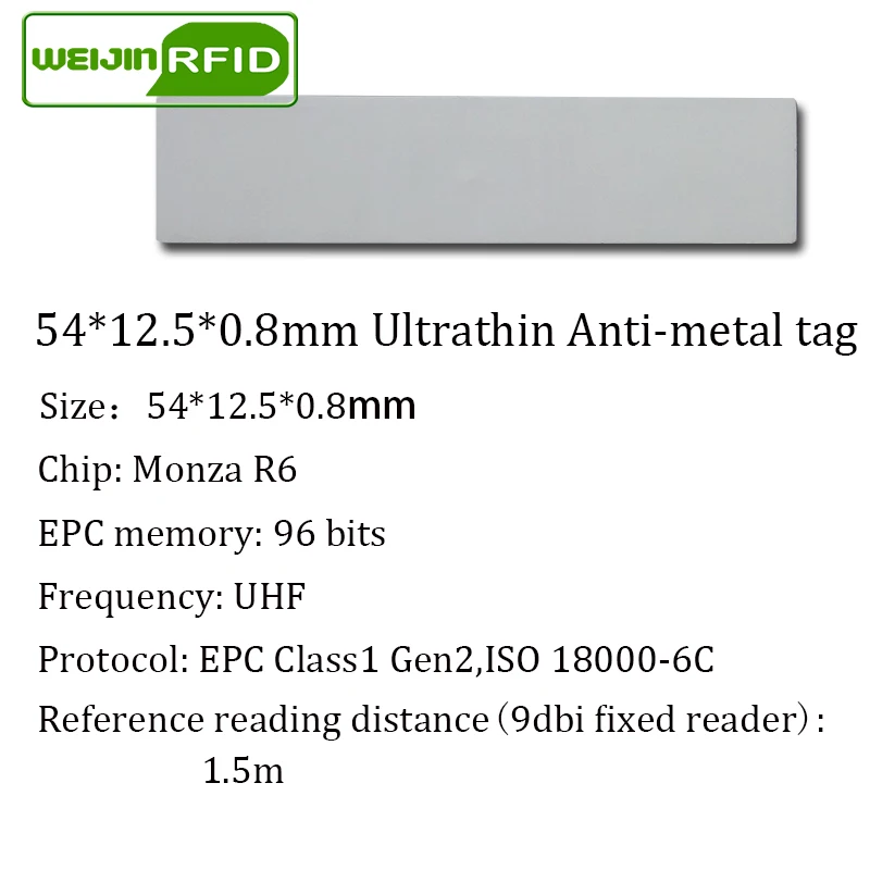Ультратонкая метка UHF RFID 915 м 868 Monza R6 54*12 5*0 8 мм EPC6C IT фиксированные активы маленькая