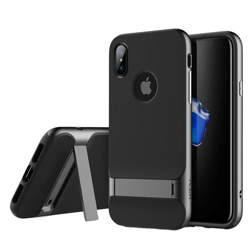 ROCK Hot чехол для телефона для iPhone X, защитный чехол, серия Royce, чехол на заднюю панель для iPhone X 5,8 дюймов, чехол с подставкой - Цвет: Gray