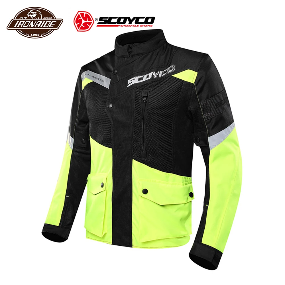 

SCOYCO Summer Motorcycle Jacket Men Moto Jacket Breathable Reflective Riding Jacket Motorcycle With Protectors Touring Moto Coat